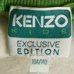 Pre Owned Kenzo Kids Black / White Animal Print Tiger Applique Cotton Skirt 10Yrs  