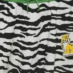 Pre Owned Kenzo Kids Black / White Animal Print Tiger Applique Cotton Skirt 10Yrs  