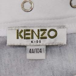 Pre Owned Kenzo Kids White/Blue Polka Dots Print Cotton Top 4Yrs