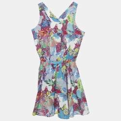Pre Owned Kenzo Kids Multicolor Floral Print Cotton Dress 12Yrs