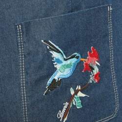 Pre Owned Lanvin Kids Blue Pocket Embroidered Chambray Shorts 14Yrs