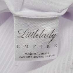 Pre Owned Little Lady Empire Kids White Stripe Cotton Pearl Button Detail Blouse 10Yrs