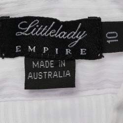 Pre Owned Little Lady Empire Kids White Stripe Cotton Pearl Button Detail Blouse 10Yrs