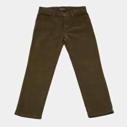 Pre Owned Loro Piana Kids Green Cotton Drill Jeans 6Yrs/Waist 22"