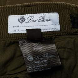 Pre Owned Loro Piana Kids Green Cotton Drill Jeans 6Yrs/Waist 22"