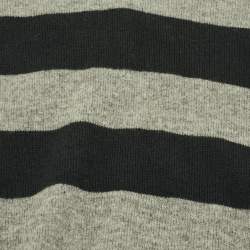 Pre Owned Loro Piana Green/Grey Striped Cashmere Elbow Patch Sweater 4 Yrs