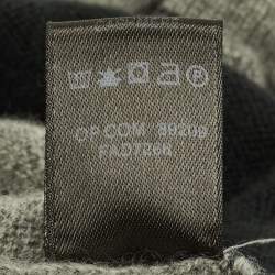 Pre Owned Loro Piana Green/Grey Striped Cashmere Elbow Patch Sweater 4 Yrs