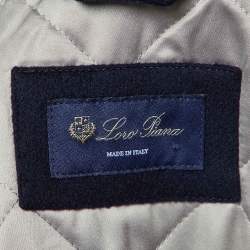 Pre Owned Loro Piana Kids Midnight Blue Cashmere Fox Fur Trimmed Detachable Hood Zip-Up Jacket 12 Yrs