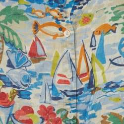 Pre Owned قميص كتان مطبوع أزرق لورو بيانا أطفال مقاس 4 سنوات