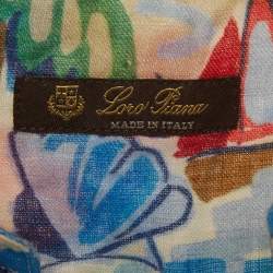 Pre Owned قميص كتان مطبوع أزرق لورو بيانا أطفال مقاس 4 سنوات