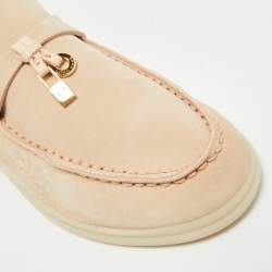 Pre Owned Loro Piana Summer Charms Walk Size 32 Pink Suede Loafers