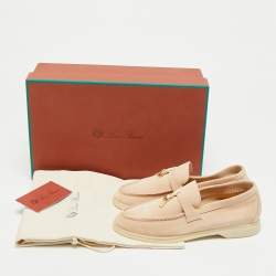 Pre Owned Loro Piana Summer Charms Walk Size 32 Pink Suede Loafers