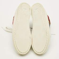 Pre Owned Louis Vuitton Fastball  Size 31 White/Blue Leather and Canvas High Top Sneakers