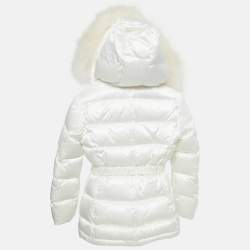 مملوكة مسبقًا Manudieci Kids Ecru Embellished Detail Synthetic Detachable Hood Down Jacket 10Y