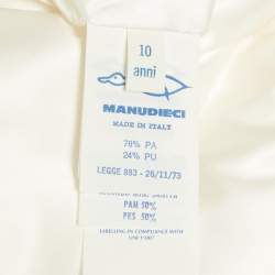 مملوكة مسبقًا Manudieci Kids Ecru Embellished Detail Synthetic Detachable Hood Down Jacket 10Y