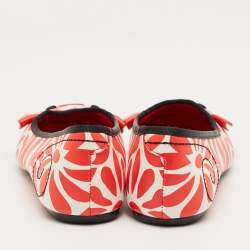 Pre Owned Marc Jacobs Red/White Leather Mouse Ballet Flats Size 35
