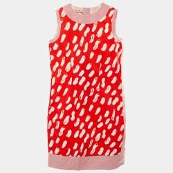 Marni Kids Red Printed Cotton Shift Dress Size 10 Yrs