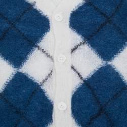 مملوكة مسبقًا Marni Kids Blue/White Argyle Wool Cardigan 6Yrs