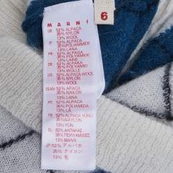 مملوكة مسبقًا Marni Kids Blue/White Argyle Wool Cardigan 6Yrs
