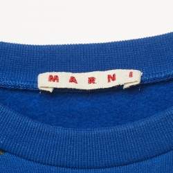 Marni Blue Floral Embroidered Cotton Knit Dress 8 Yrs