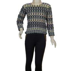 Missoni Multicolor Crochet Embroidered Long Sleeve Sweater 4 Yrs