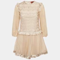 Pre Owned Missoni Kids Beige Lurex Knit and Tulle Dress 10Yrs