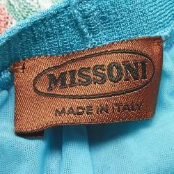 مملوكة مسبقًا طقم توب وبنطلون مزوني تريكو نمط زيغ زاغ أزرق 4 سنوات