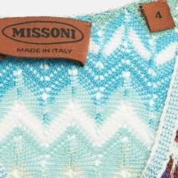 مملوكة مسبقًا طقم توب وبنطلون مزوني تريكو نمط زيغ زاغ أزرق 4 سنوات