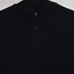 Pre Owned Moncler Navy Blue/White Collar Jersey Logo Patch Polo T-Shirt 5 Yrs