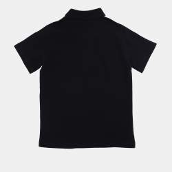 Pre Owned Moncler Navy Blue/White Collar Jersey Logo Patch Polo T-Shirt 5 Yrs