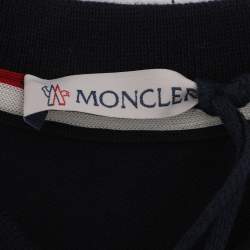 Pre Owned Moncler Navy Blue/White Collar Jersey Logo Patch Polo T-Shirt 5 Yrs