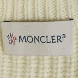 Moncler Kids Ivory Nylon and Rib Knit Down Cardigan Jacket  12 Yrs