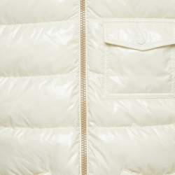 Moncler Kids Ivory Nylon and Rib Knit Down Cardigan Jacket  12 Yrs
