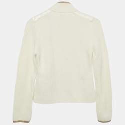 Moncler Kids Ivory Nylon and Rib Knit Down Cardigan Jacket  12 Yrs