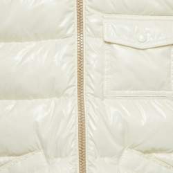 Moncler Kids Ivory Nylon and Rib Knit Down Cardigan Jacket 8 Yrs