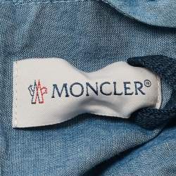 Moncler Kids Blue Cotton Eyelet Embroidered Dress 4 Yrs