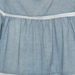 Pre Owned Moncler Kids Blue Lace Trim Chambray Mini Dress 8Yrs 