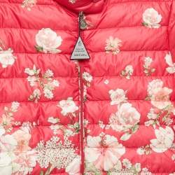 Pre Owned Moncler Kids Pink Floral Print Nylon Puffer Jacket 12Yrs 