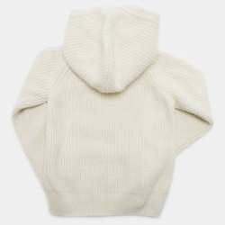 مملوكة مسبقًا سترة بأغطية رأس محبوكة صوفية بلون الكريم مونكلير للأطفال 6 سنوات