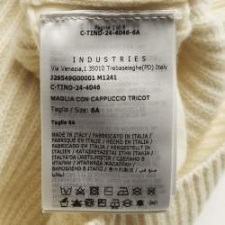 مملوكة مسبقًا سترة بأغطية رأس محبوكة صوفية بلون الكريم مونكلير للأطفال 6 سنوات