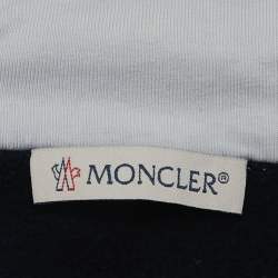 Pre Owned Moncler Kids Navy Blue Cotton Zip-Up Tape Trim Detail Sweatshirt 12-18 M