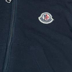 Pre Owned Moncler Kids Navy Blue Cotton Zip-Up Tape Trim Detail Sweatshirt 12-18 M