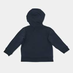 Pre Owned Moncler Kids Navy Blue Cotton Zip-Up Tape Trim Detail Sweatshirt 12-18 M