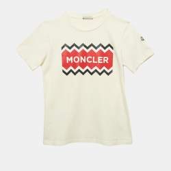Moncler Kids Off White Printed Jersey T-Shirt 12 Yrs 