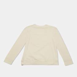 Pre Owned Moncler Cream Embroidered Cotton Long Sleeve T-Shirt 14 Yrs