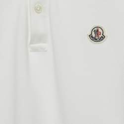 Pre Owned Moncler Kids White Log Applique Cotton Pique Full Sleeve Polo T-Shirt 12 Yrs 