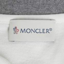 Pre Owned Moncler Kids White Log Applique Cotton Pique Full Sleeve Polo T-Shirt 12 Yrs 