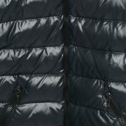 Pre Owned Moncler Kids Navy Blue Nylon Quilted Detachable Hood Down Jacket 14 Yrs