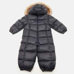 Pre Owned Moncler Kids Fur Trim Nylon Down Snowsuit 18/24M