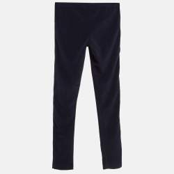 Pre Owned Moncler Navy Blue Velvet Knit Leggings 12 Yrs